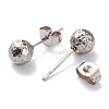 Non-Tarnish Textured Round Bead 304 Stainless Steel Stud Earring Findings EJEW-O104-01P-A-4