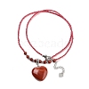 Natural & Synthetic Mixed Gemstone Heart Pendant Necklaces NJEW-G143-02-3