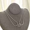 304 Stainless Steel Double Layer Snake Chain 2-Ring Link Necklaces NJEW-R017-01P-3