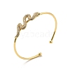 Clear Cubic Zirconia Snake Cuff Bangle BJEW-E032-04G-3