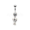 316L Surgical Stainless Steel Clear Cubic Zirconia Dangle Belly Button Rings WG93CBC-04-1