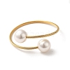 Plastic Imitation Pearl Round Beaded Cuff Bangle X-BJEW-P310-07G-1