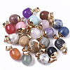 Top Golden Plated Natural & Synthetic Mixed Gemstone Pendants G-T131-03-1