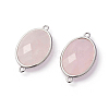 Platinum Tone Brass Rose Quartz Links connectors G-F339-B06-2