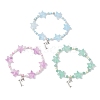 3Pcs 3 Colors Spray Painted Glass Star Beads & Natural Rose Quartz & Amazonite & Green Aventurine Beads Stretch Bracelets for Women BJEW-MZ00175-2