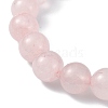 Natural Rose Quartz Beads Stretch Bracelets for Women BJEW-JB11360-01-4