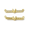 Rack Plating Brass Micro Pave Clear Cubic Zirconia Connector Charms KK-C007-37G-V-2