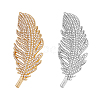 SUPERFINDINGS 2Pcs 2 Colors Feather Alloy Rhinestone Scarf Buckle Clips JEWB-FH0001-53-1