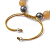 Natural Red Aventurine & Lapis Lazuli & Brass Heart Braided Bead Bracelet BJEW-JB09703-01-4