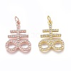 Brass Micro Pave Clear Cubic Zirconia Pendants ZIRC-Z008-27RG-3