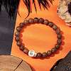 8MM Round Wenge Wood Beaded Stretch Bracelets BJEW-JB10465-01-2