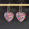 Glitter Heart Acrylic & Titanium Alloy Hoop Earrings for Women FS-WG2AED5-02-2
