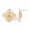 Brass Micro Pave Clear Cubic Zirconia Stud Earring Findings KK-S356-250-NF-3