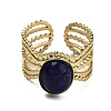 Oval Natural Lapis Lazuli Finger Rings RJEW-N046-07G-08-2