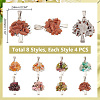 32Pcs 8 Style Tibetan Style Natural & Synthetic Mixed Gemstone Chip Pendants PALLOY-AB00249-2