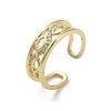 Brass Pave Cubic Zirconia Open Cuff Rings RJEW-M170-03G-1