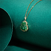 1Pc Crystal Rhinestone & Green Glass Maitreya Pendant Necklaces NJEW-UN0001-61-2