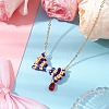 Glass Seed Beaded Bowknot Pendant Necklace NJEW-MZ00091-02-1