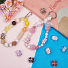 10Pcs Polymer Clay Pave Rhinestone Rectangle Beads with Resin Heart CLAY-SC0002-13-4