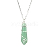 Natural Mixed Gemstone Faceted Bullet Shaped Pendant Necklaces NJEW-JN05026-02-4