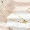 Brass Ring Link Paperclip Chain Necklaces NJEW-A042-05G-1