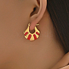 Fashionable Delicate Simple Color Block Fan-shaped Stainless Steel Hoop Earrings for Women LW7077-2-1