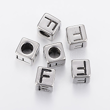 304 Stainless Steel Large Hole Letter European Beads STAS-H428-01AS-F