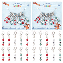 Christmas Theme Acrylic Beaded Locking Stitch Markers HJEW-PH01755