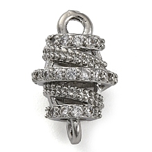 Brass Micro Pave Clear Cubic Zirconia Hollow Oval Connector Charms KK-A230-05C-P