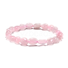 Natural Rose Quartz Bead Stretch Bracelets BJEW-K213-01