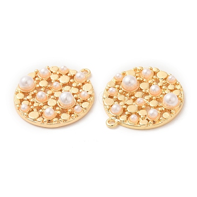 Brass with Acrylic Imitation Pearl Pendants KK-G468-23G-1
