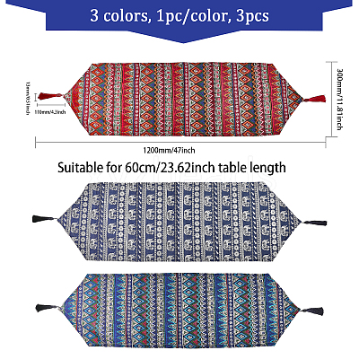 3Pcs 3 Colors Ethnic Style Cotton Hemp Table Runners DIY-CA0005-88-1