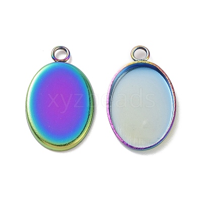 Ion Plating(IP) 304 Stainless Steel Pendant Cabochon Settings STAS-H383-12M-1