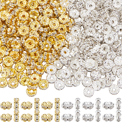 400pcs 2 Colors Brass Rhinestone Spacer Beads RB-SP0001-03A-1