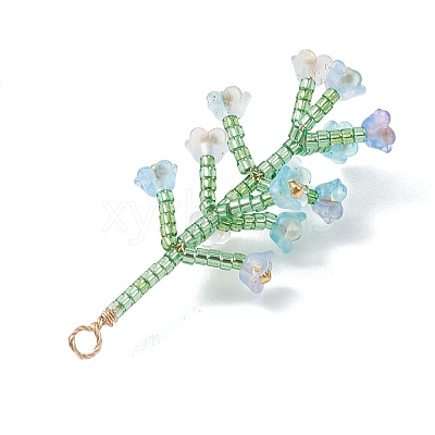 Glass Seed Beaded Flower Big Pendants PALLOY-MZ01184-01-1