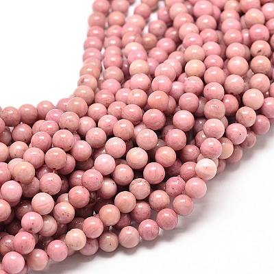 Natural Rhodonite Round Bead Strands X-G-P072-38-8mm-1