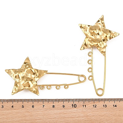 Textured Star 304 Stainless Steel Safety Pins Brooch Findings SA-CBA098D-16G-G04-1