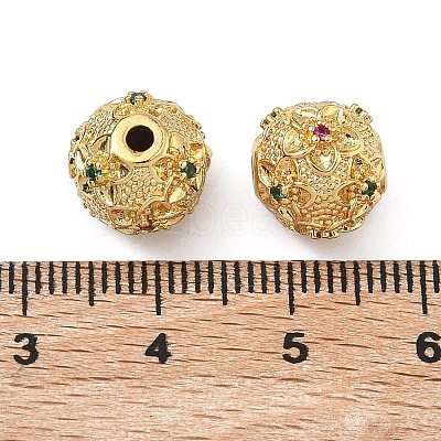 Brass Micro Pave Cubic Zirconia Beads KK-D224-11G-1