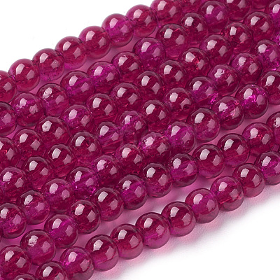 Spray Painted Crackle Glass Beads Strands X-CCG-Q002-4mm-08-1