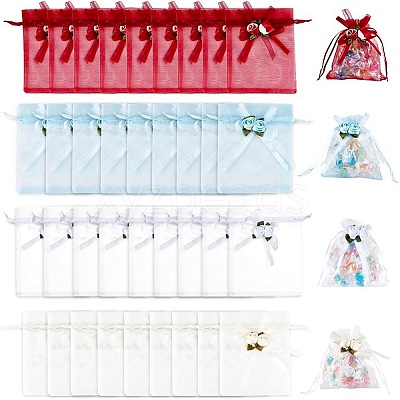 40Pcs 4 Colors 3D Flower Organza Drawstring Bags OP-BBC0001-06C-1