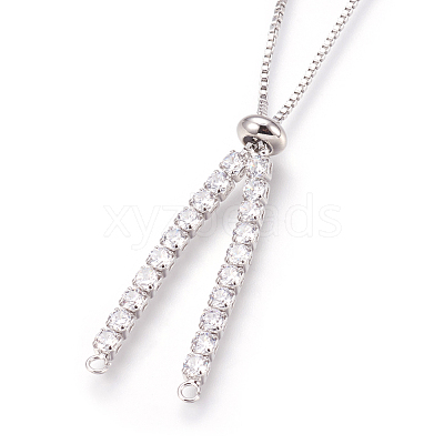 Adjustable Brass Micro Pave Cubic Zirconia Chain Bracelet Making KK-O106-50P-1
