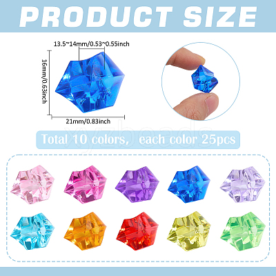 250Pcs 10 Colors Irregular-shape Acrylic Rhinestone DIY-PH0033-89-1