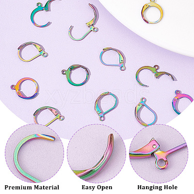 60Pcs 2 Style 304 Stainless Steel Leverback Earring Findings STAS-CN0001-17-1