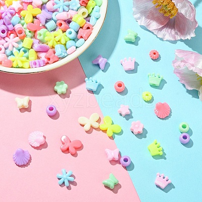 50Pcs 10 Styles Opaque Plastic Beads KY-YW0001-68-1