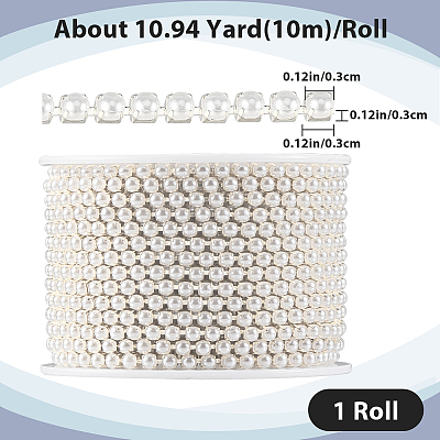 Plastic Pearl Bead Cup Chains CH-WH0013-01A-S-1