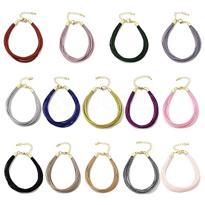 Polyester Metallic Braided Multi-strand Cord Bracelet for Bracelet Making BJEW-H642-02G-1