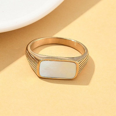 316L Stainless Steel Shell Finger Rings for Women RJEW-U054-01C-G-1