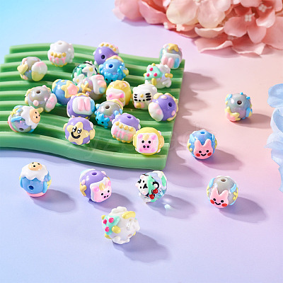 26Pcs 13 Styles Hand Painted Opaque Acrylic with Enamel Beads MACR-TA0001-93-1