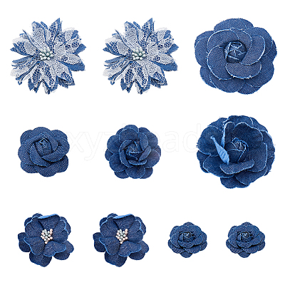 10Pcs 7 Styles Denim Flower for Clothes Garment Accessories Decorative DIY-HS0001-82B-1