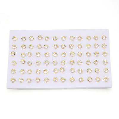 Footprint Brass Natural Pearl Stud Earrings PEAR-N020-05W-1